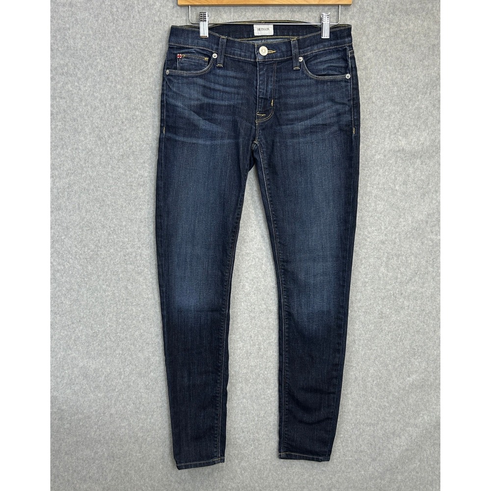 Hudson Krista Super Skinny Jeans Dark Wash Whiskered Denim Pants Womens 27 x 28